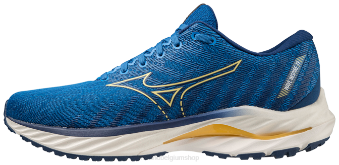 Mizuno wave inspire 19 hardloopschoen Heren schoenen snorkelblauw-bleekgoudsbloem(sk2b) VZJP45